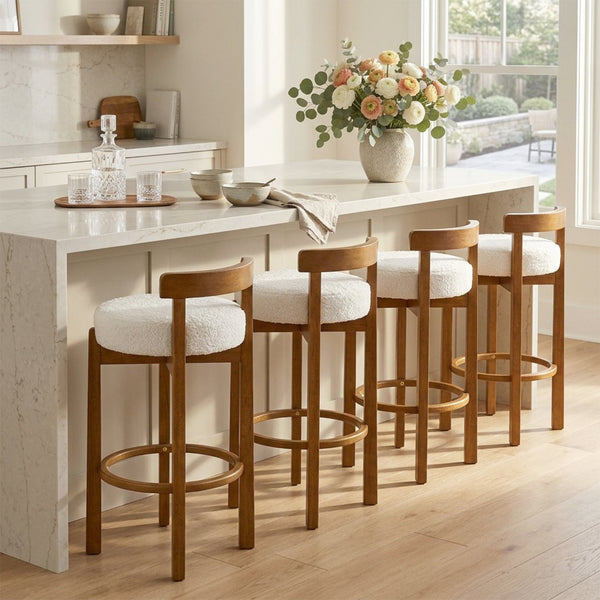 English Elm Elise Rubberwood Barstools Set of 4 Walnut Frame Padded Seat for Kitchen Island N775P277433W-S4