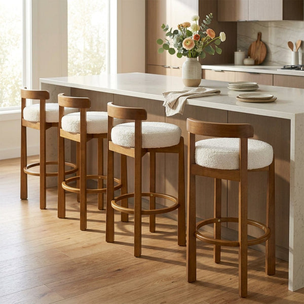English Elm Elise Rubberwood Barstools Set of 4 Walnut Frame Padded Seat for Kitchen Island N775P277433W-S4