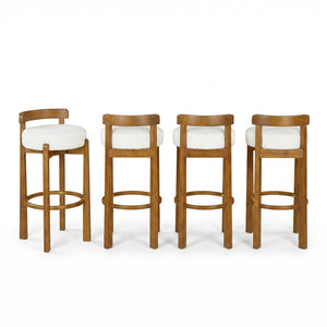 English Elm Elise Rubberwood Barstools Set of 4 Walnut Frame Padded Seat for Kitchen Island N775P277433W-S4
