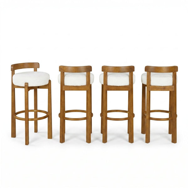 English Elm Elise Rubberwood Barstools Set of 4 Walnut Frame Padded Seat for Kitchen Island N775P277433W-S4
