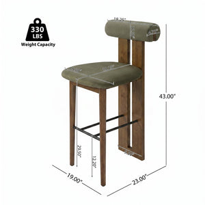 English Elm Renee Mid-century Velvet Bar Stools Set of Two with Rubberwood Frame and Split Back N775P277442G