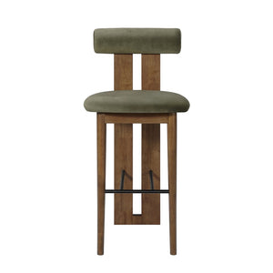 English Elm Renee Mid-century Velvet Bar Stools Set of Two with Rubberwood Frame and Split Back N775P277442G