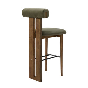 English Elm Renee Mid-century Velvet Bar Stools Set of Two with Rubberwood Frame and Split Back N775P277442G