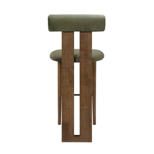 English Elm Renee Mid-century Velvet Bar Stools Set of Two with Rubberwood Frame and Split Back N775P277442G