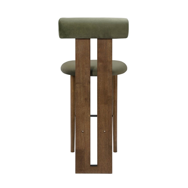 English Elm Renee Mid-century Velvet Bar Stools Set of Two with Rubberwood Frame and Split Back N775P277442G