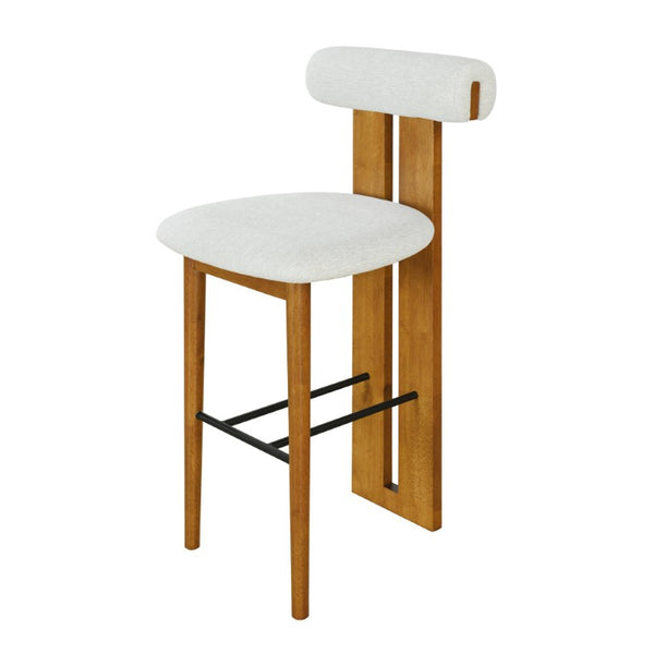 English Elm Renee Cloud Back Rubberwood Barstools with White Upholstery for Kitchen Islands Set of 4 Ivory/Walnut N775P277442I-S4