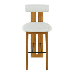 English Elm Renee Cloud Back Rubberwood Barstools with White Upholstery for Kitchen Islands Set of 4 Ivory/Walnut N775P277442I-S4
