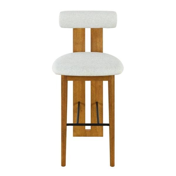 English Elm Renee Cloud Back Rubberwood Barstools with White Upholstery for Kitchen Islands Set of 4 Ivory/Walnut N775P277442I-S4