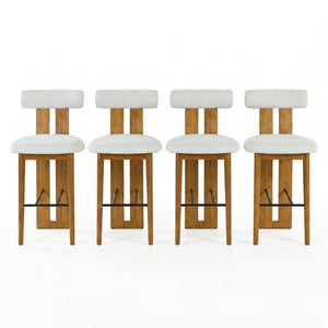 English Elm Renee Cloud Back Rubberwood Barstools with White Upholstery for Kitchen Islands Set of 4 Ivory/Walnut N775P277442I-S4