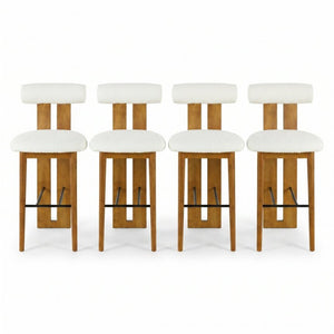 English Elm Renee Cloud Back Rubberwood Barstools with White Upholstery for Kitchen Islands Set of 4 Walnut/White N775P277442W-S4