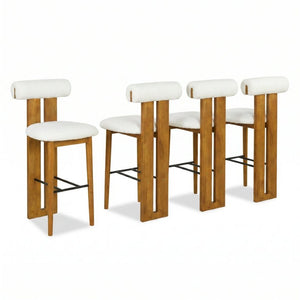English Elm Renee Cloud Back Rubberwood Barstools with White Upholstery for Kitchen Islands Set of 4 Walnut/White N775P277442W-S4