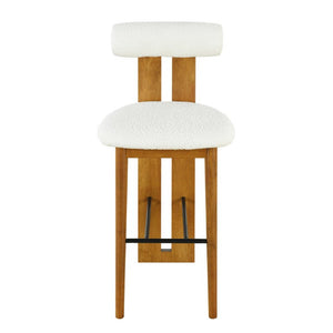 English Elm Renee Cloud Back Rubberwood Barstools with White Upholstery for Kitchen Islands Set of 4 Walnut/White N775P277442W-S4