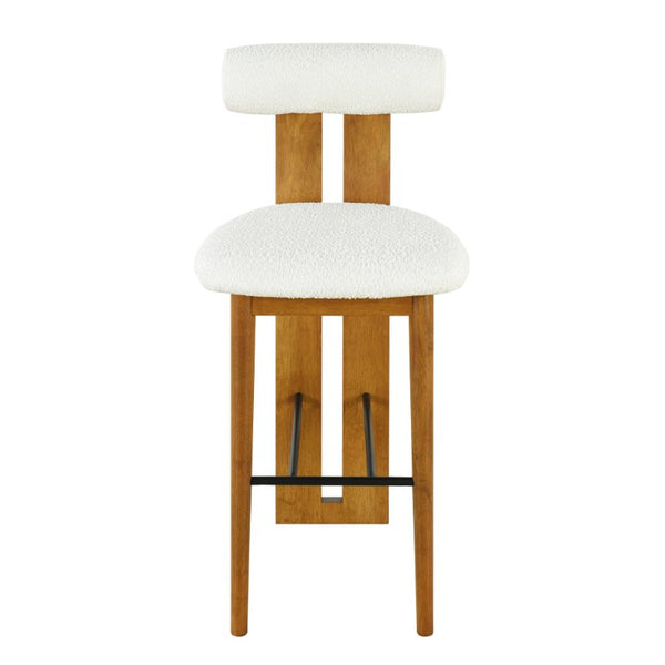 English Elm Renee Cloud Back Rubberwood Barstools with White Upholstery for Kitchen Islands Set of 4 Walnut/White N775P277442W-S4
