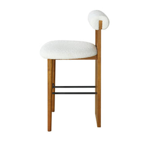 English Elm Renee Cloud Back Rubberwood Barstools with White Upholstery for Kitchen Islands Set of 4 Walnut/White N775P277442W-S4