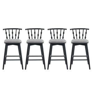 English Elm Doria Rubberwood Barstools Set of 4 Sculptural Hourglass Back Matte Black Frame N775P299416B-S4