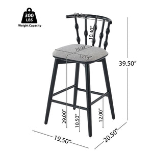 English Elm Doria Rubberwood Barstools Set of 4 Sculptural Hourglass Back Matte Black Frame N775P299416B-S4
