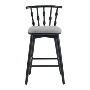 English Elm Doria Rubberwood Barstools Set of 4 Sculptural Hourglass Back Matte Black Frame N775P299416B-S4