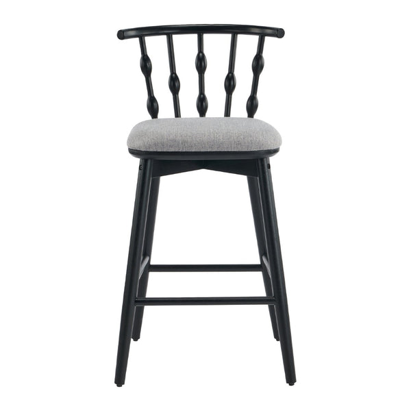 English Elm Doria Rubberwood Barstools Set of 4 Sculptural Hourglass Back Matte Black Frame N775P299416B-S4