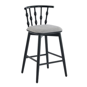 English Elm Doria Rubberwood Barstools Set of 4 Sculptural Hourglass Back Matte Black Frame N775P299416B-S4