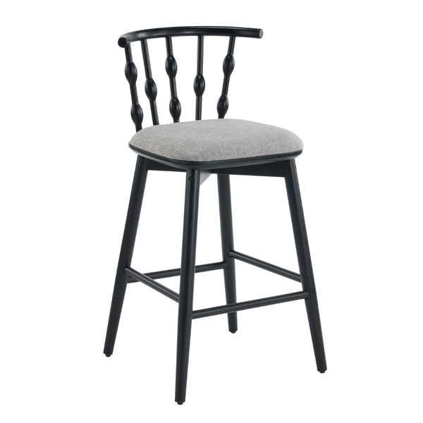 English Elm Doria Rubberwood Barstools Set of 4 Sculptural Hourglass Back Matte Black Frame N775P299416B-S4
