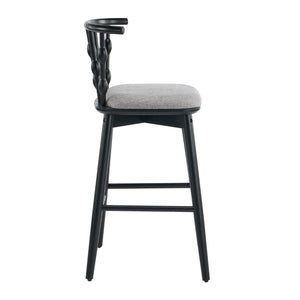 English Elm Doria Rubberwood Barstools Set of 4 Sculptural Hourglass Back Matte Black Frame N775P299416B-S4
