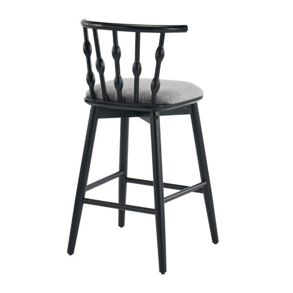 English Elm Doria Rubberwood Barstools Set of 4 Sculptural Hourglass Back Matte Black Frame N775P299416B-S4