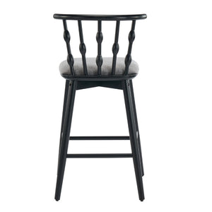 English Elm Doria Rubberwood Barstools Set of 4 Sculptural Hourglass Back Matte Black Frame N775P299416B-S4