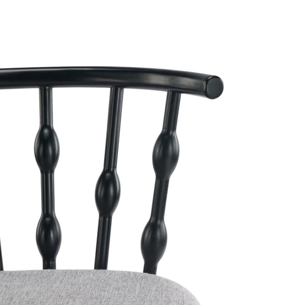 English Elm Doria Rubberwood Barstools Set of 4 Sculptural Hourglass Back Matte Black Frame N775P299416B-S4