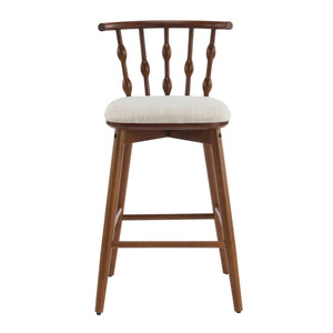 English Elm Doria Rubberwood Barstools Set of 4 Walnut Finish Upholstered Kitchen Island Seating N775P299416W-S4
