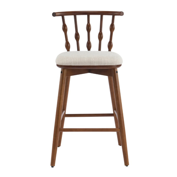 English Elm Doria Rubberwood Barstools Set of 4 Walnut Finish Upholstered Kitchen Island Seating N775P299416W-S4