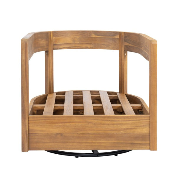 English Elm Crestwood Outdoor Solid Acacia Swivel Club Chairs Teak Patio Seating Set of 2 N775P304793T-S2