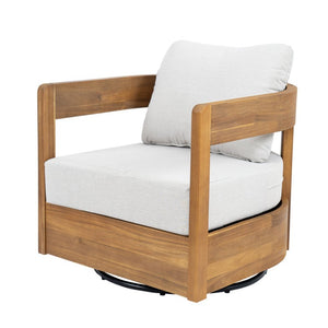 English Elm Crestwood Outdoor Solid Acacia Swivel Club Chairs Teak Patio Seating Set of 2 N775P304793T-S2