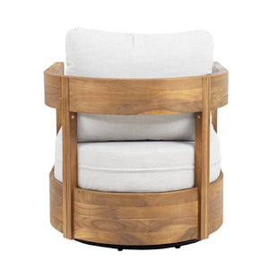 English Elm Crestwood Outdoor Solid Acacia Swivel Club Chairs Teak Patio Seating Set of 2 N775P304793T-S2