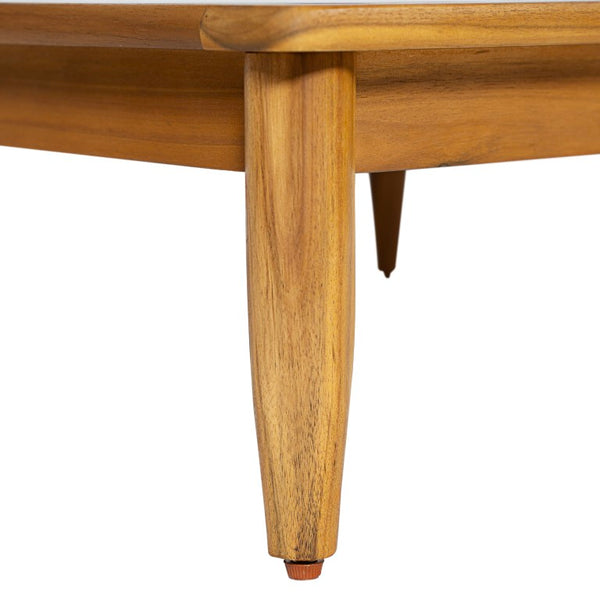 English Elm Sacova Solid Acacia Square Patio Coffee Table with Teak Finish and Rustic Grain N775P305695T