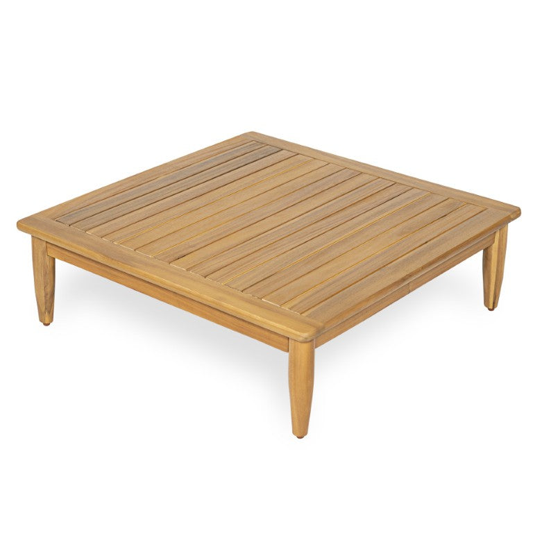 English Elm Sacova Solid Acacia Square Patio Coffee Table with Teak Finish and Rustic Grain N775P305695T