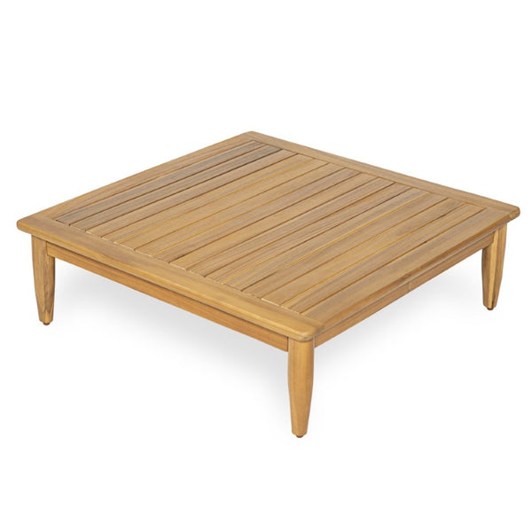 English Elm Sacova Solid Acacia Square Patio Coffee Table with Teak Finish and Rustic Grain N775P305695T