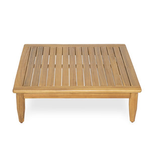 English Elm Sacova Solid Acacia Square Patio Coffee Table with Teak Finish and Rustic Grain N775P305695T