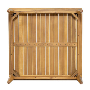English Elm Sacova Solid Acacia Square Patio Coffee Table with Teak Finish and Rustic Grain N775P305695T
