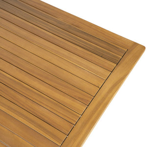 English Elm Sacova Solid Acacia Square Patio Coffee Table with Teak Finish and Rustic Grain N775P305695T
