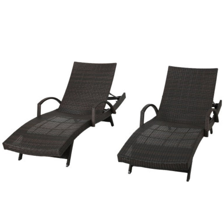 English Elm Salem Outdoor PE Wicker Chaise Lounge Set of Two for Pool Deck and Patio Resort Style N775P343867B