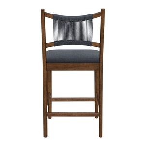 English Elm Arno Walnut Rubberwood Counter Stools with Woven Rope Back and Charcoal Seat Set of 4 N775P366302B-S4
