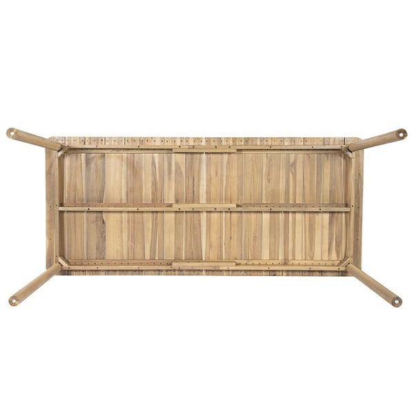 English Elm Visola Solid Acacia Rectangular Outdoor Dining Table Seats Eight with Teak Finish N775P367562G