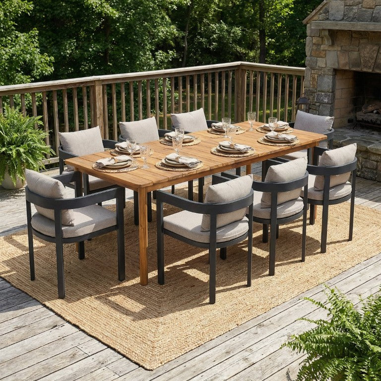 English Elm Visola Nine Piece Acacia Wood Patio Dining Set with Cushioned Aluminum Chairs N775P367562T_N775P210128B-8