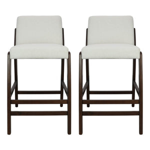 English Elm Eli Rubberwood Barstools Set of 2 Padded Seats Walnut-Toned Frame for Kitchen Islands Dark Walnut N775P372299D
