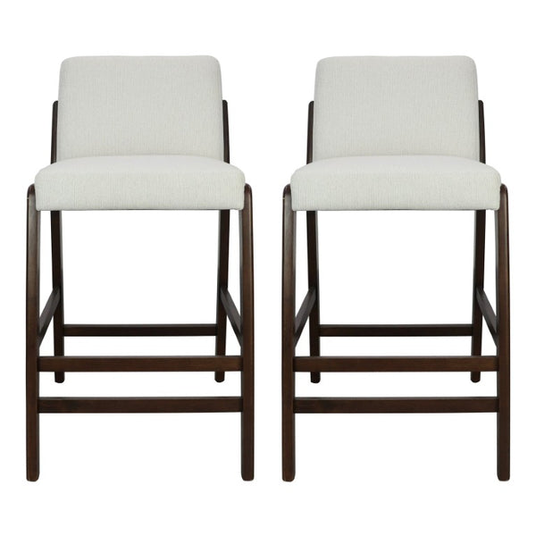 English Elm Eli Rubberwood Barstools Set of 2 Padded Seats Walnut-Toned Frame for Kitchen Islands Dark Walnut N775P372299D
