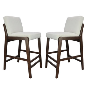English Elm Eli Rubberwood Barstools Set of 2 Padded Seats Walnut-Toned Frame for Kitchen Islands Dark Walnut N775P372299D