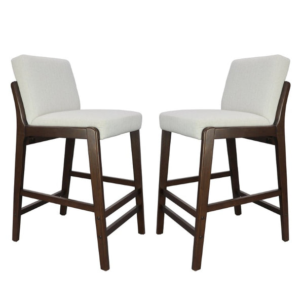 English Elm Eli Rubberwood Barstools Set of 2 Padded Seats Walnut-Toned Frame for Kitchen Islands Dark Walnut N775P372299D