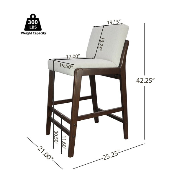 English Elm Eli Rubberwood Barstools Set of 2 Padded Seats Walnut-Toned Frame for Kitchen Islands Dark Walnut N775P372299D
