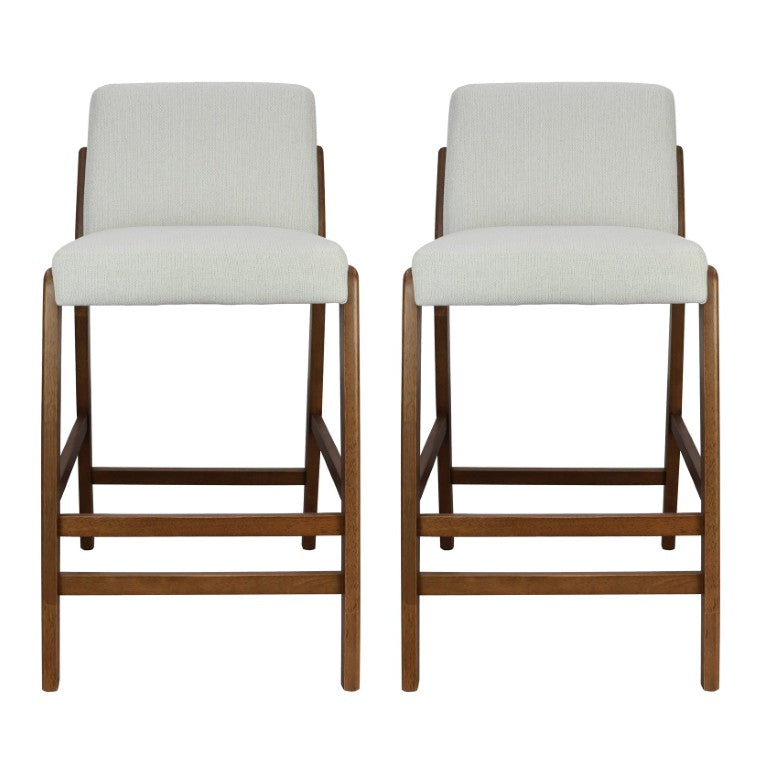 English Elm Eli Rubberwood Barstools Set of 2 Padded Seats Walnut-Toned Frame for Kitchen Islands Walnut N775P372299W