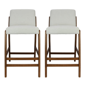 English Elm Eli Rubberwood Barstools Set of 2 Padded Seats Walnut-Toned Frame for Kitchen Islands Walnut N775P372299W